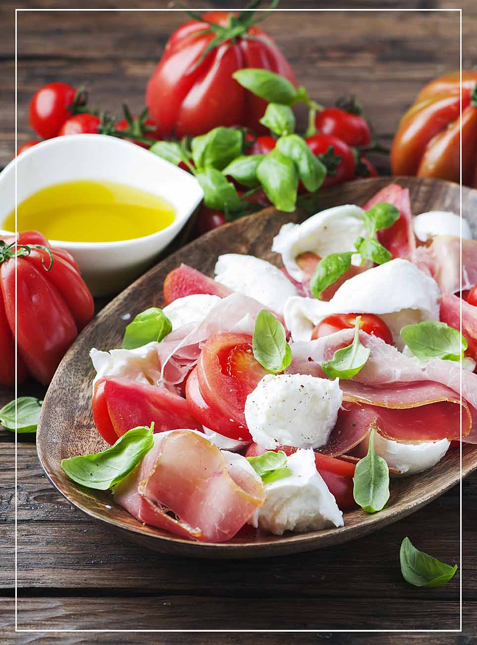 Tomate Mozzarella mit Prosciutto