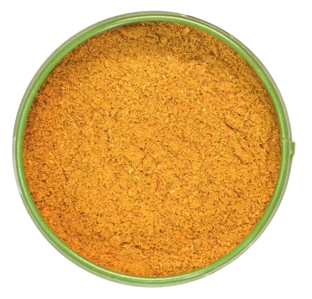 Altes Gewürzamt Blick auf die offene Gewürz-Dose mit Curry Mumbai