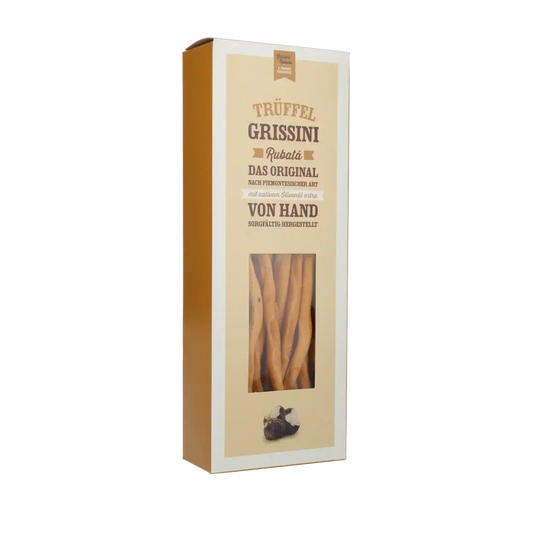 Feinkost Grissini mit Trüffel in Verpackung.