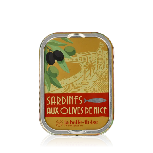 Feinkostdose "La Belle Iloise" Sardinen mit Oliven aus Nizza.