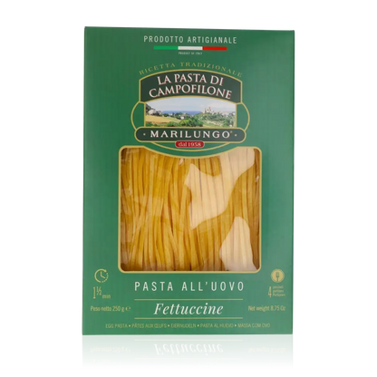 Marilungo Campofilone Fettuccine Pasta in grüner Verpackung.