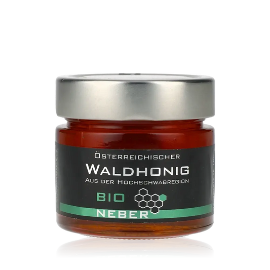 Bio-Waldhonig im Glasbehälter.