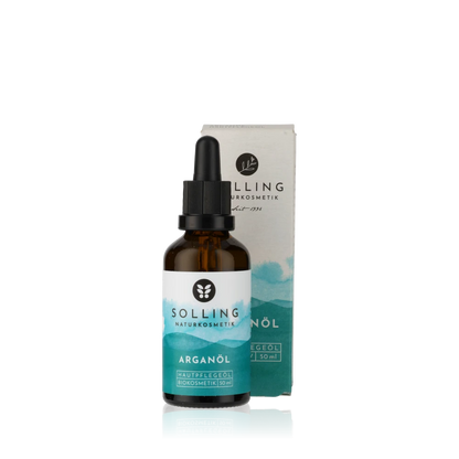 Solling Naturkosmetik Arganöl Flasche und Verpackung.