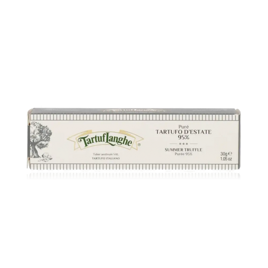 TartufLanghe Sommertrüffel-Püree Verpackung, 95% Trüffel, 30g.
