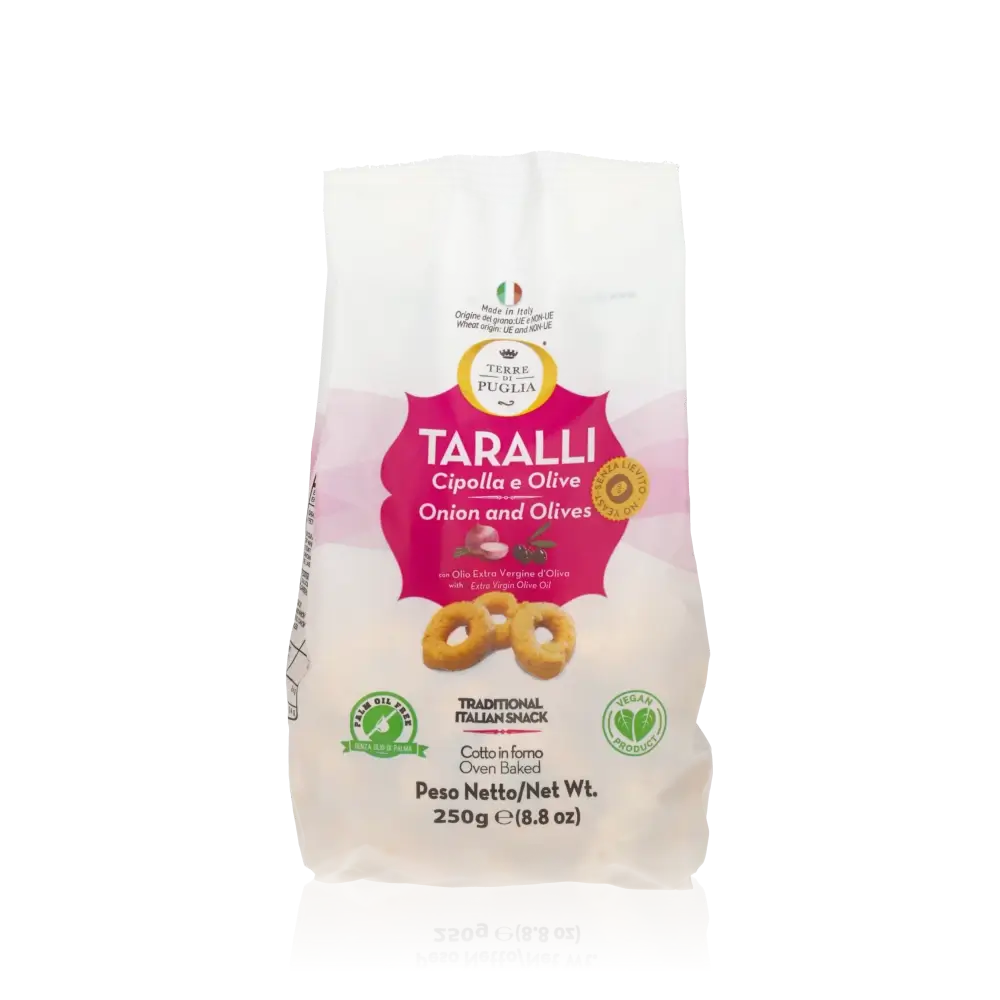 Taralli Cipolla e Olive, 250g, Terre di Puglia.