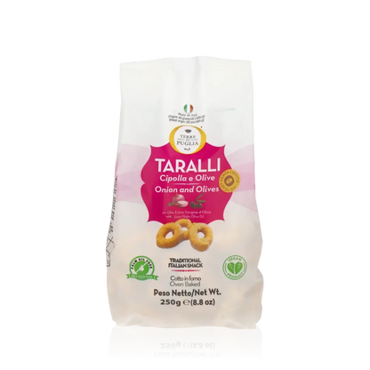 Taralli Cipolla e Olive, 250g, Terre di Puglia.